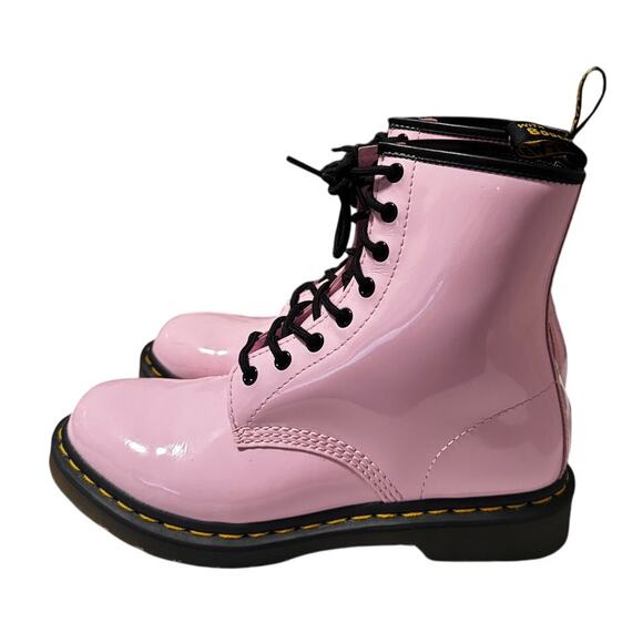 Dr. Martens 1460 Patent Leather Combat Boots in Bubblegum Pink Women’s Size 10 - Picture 1 of 6